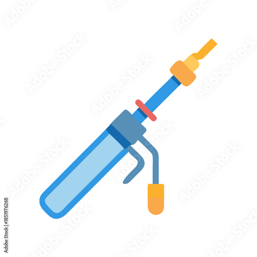 Blue caulk gun illustration on black background for industrial use