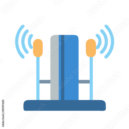 Modern network server with two antennas sending wireless signals