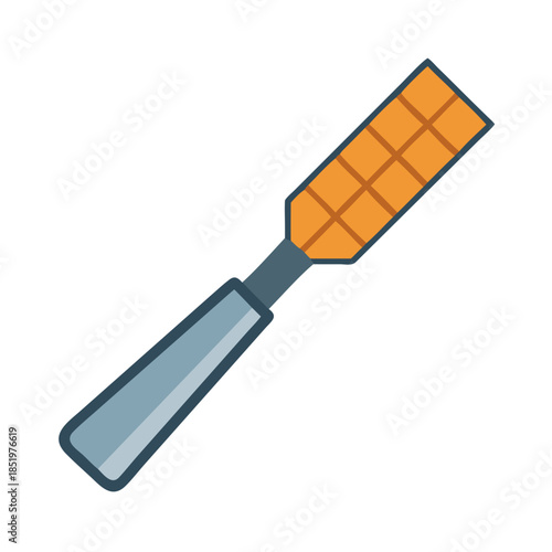 Isolated illustration of a yellow-orange flat chisel on black