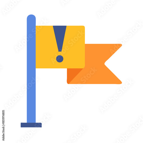 Graphic flag icon with exclamation point for danger alert