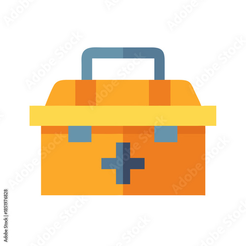 Flat vector illustration of a first aid kit box