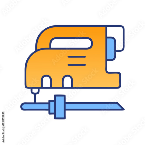 Cartoon jigsaw tool icon isolated on dark background