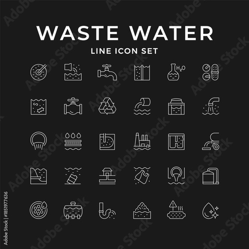Set line icons of waste water