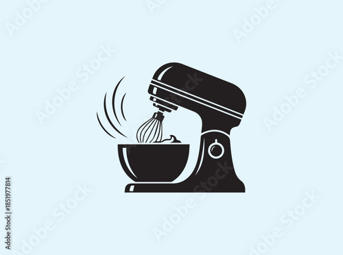 Baking Preparation Concept Stand Mixer Silhouette Whipping Cream
