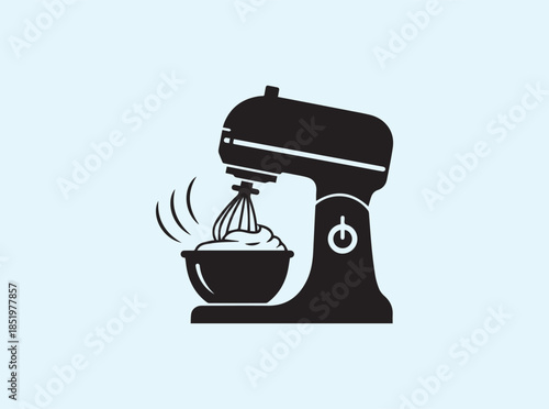 Clean Baking Theme Stand Mixer Silhouette Showing Whipping Action
