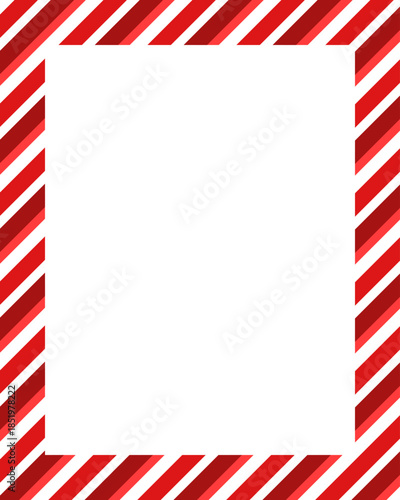 Christmas border frame. Merry Christmas Candy cane rectangle frame card elements decoration. New Year picture frame ribbon with red, white or green stripes. Vertical Christmas border frame.