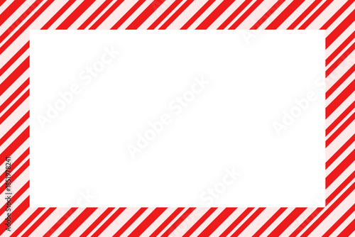 Christmas border frame. Merry Christmas Candy cane rectangle frame card elements decoration. New Year picture frame ribbon with red, white or green stripes. Vertical Christmas border frame.