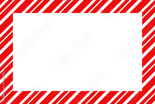 Christmas border frame. Merry Christmas Candy cane rectangle frame card elements decoration. New Year picture frame ribbon with red, white or green stripes. Vertical Christmas border frame.