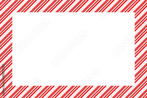 Christmas border frame. Merry Christmas Candy cane rectangle frame card elements decoration. New Year picture frame ribbon with red, white or green stripes. Vertical Christmas border frame.