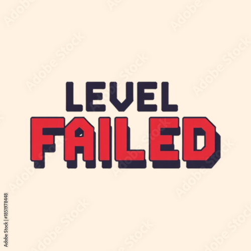 Gaming Level Failed Message Pixel Art Style
