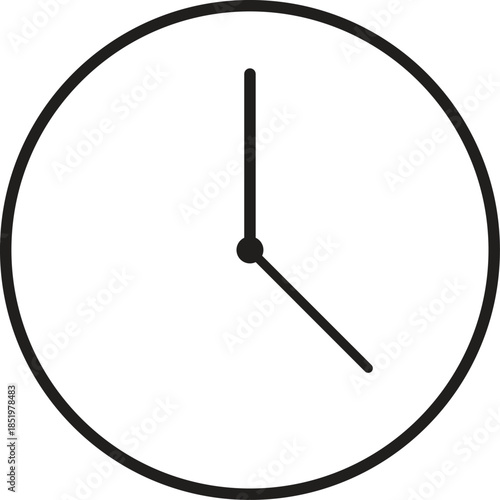 Minimalist design of a simple analog clock face showing the time four o'clock on a white background