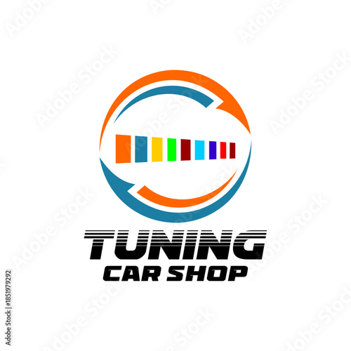 Vehicle speedometer racing driver logo design template