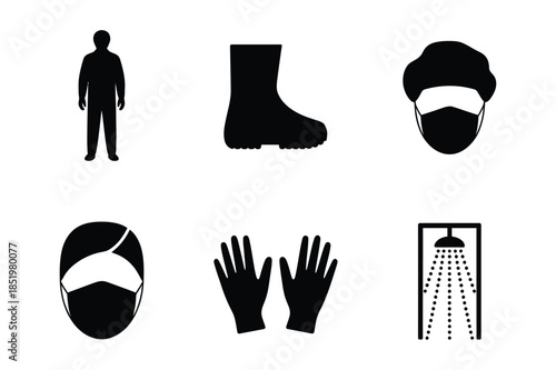 Personal Protective Equipment and Hygiene Safety Icons