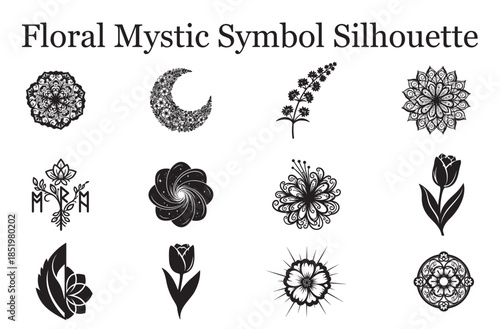 Floral Mystic Symbol Silhouette