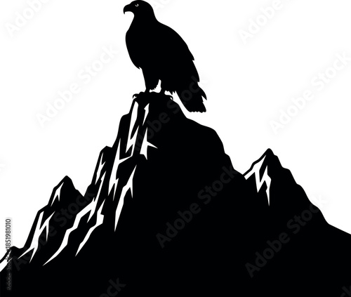 Majestic Eagle Silhouette on Mountain Peak Nature Scene