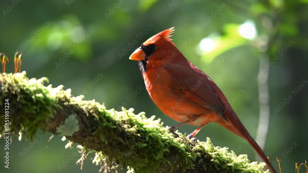 custom made wallpaper toronto digitalMajestic Red Cardinal Bird Perched on Mossy Branch