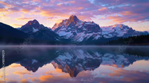 Wallpaper Mural Majestic Mountain Sunrise Nature's Reflection on a Tranquil Lake Torontodigital.ca
