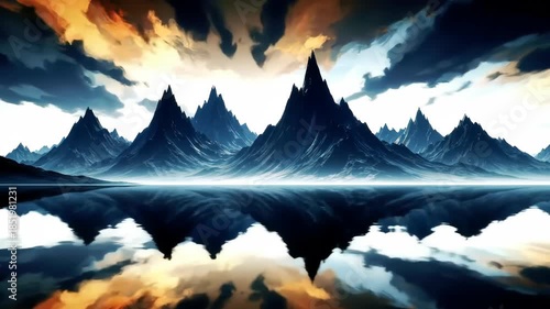 Wallpaper Mural Majestic Mountains Reflect A Serene Landscape of Peaks and Clouds Torontodigital.ca