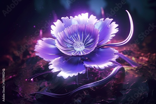 luminous purple flower in the dark