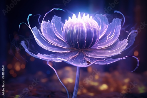 luminous purple flower in the dark