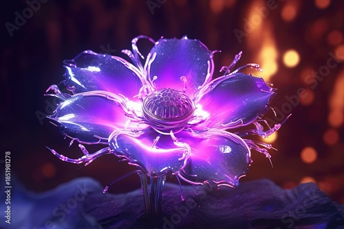 luminous purple flower in the dark