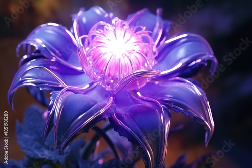 luminous purple flower in the dark