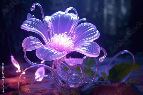 luminous purple flower in the dark