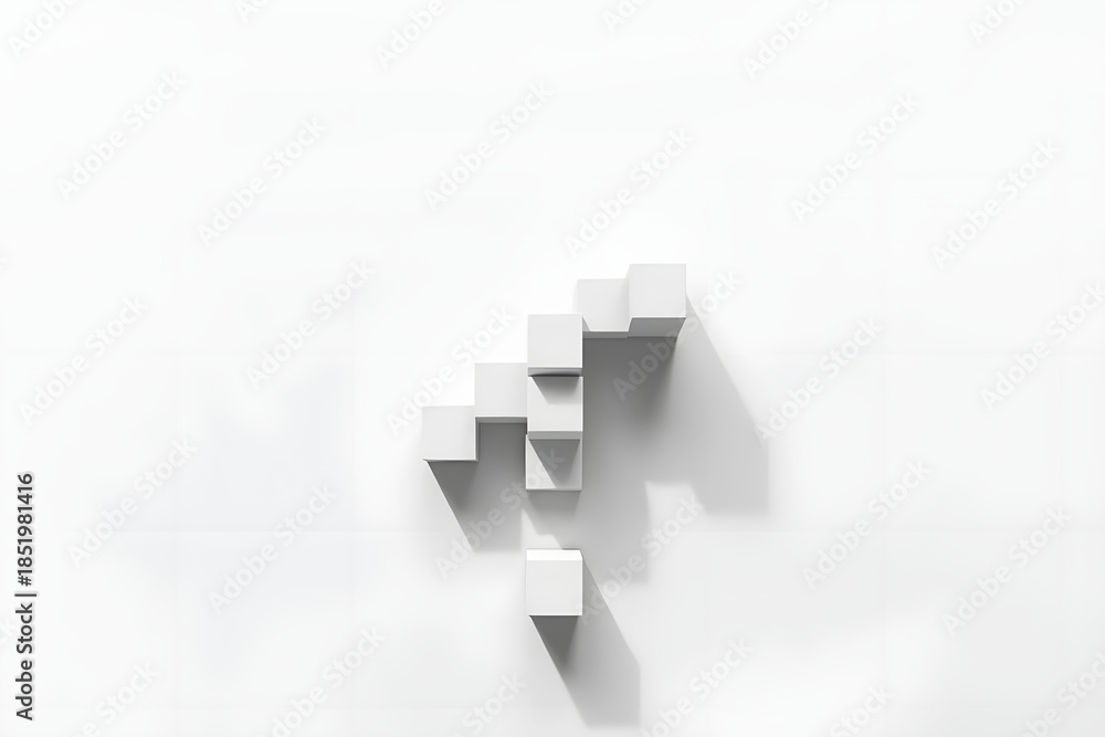 Fototapeta premium Minimal editorial illustration of ascending geometric blocks