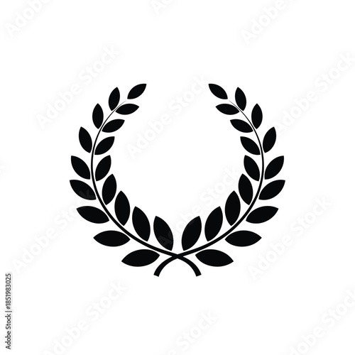 a simple black and white illustration depicts a laurel wreath symbolizing victory achievement and honor often used in design high quality