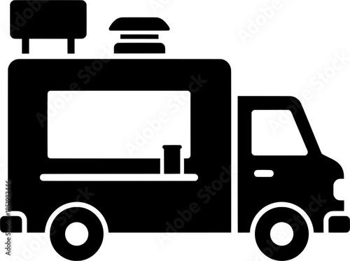 Street food van vector illustration for catering service logo, delivery app, and mobile kitchen design