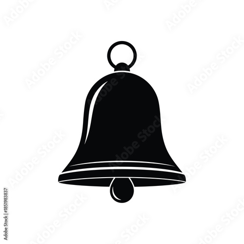a simple black and white illustration depicts a classic bell shape with a rounded top and a clapper high quality professional