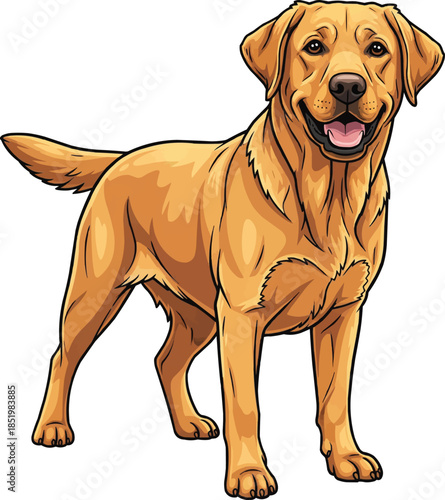 Labrador Retriever dog standing happy panting cute pose