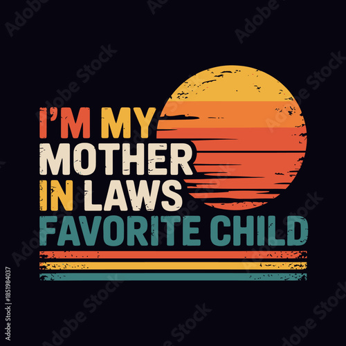 A humorous retro-style graphic with a vintage sunset motif and bold text.