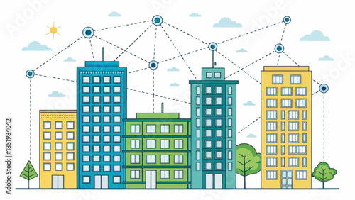 Abstract Vector of Interconnected Apartment Buildings
