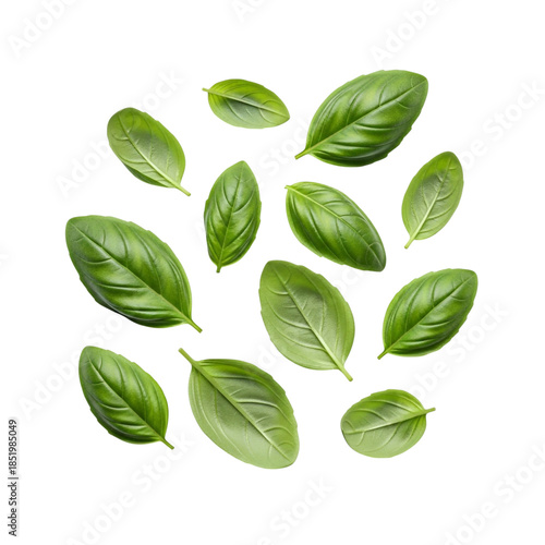 Green Basil Herb Leaves Isolated Clearly

