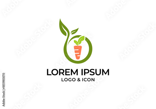 vector logo design icon sprout with carrot, carrot farming logo