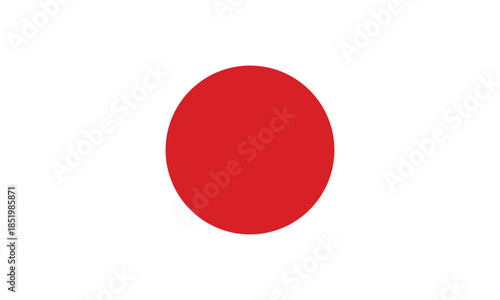 National Flag of Japan with Red Circle on White Background