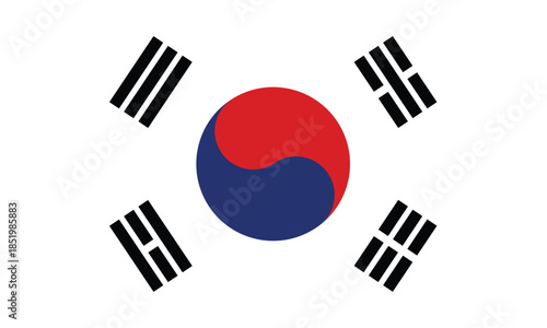 National Flag of South Korea with Taegeuk Symbol