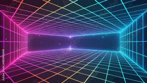 Futuristic Holographic Grid Background