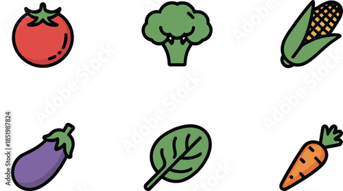 set of vegetables vector