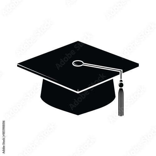 Foto a simple black graduation cap illustration is presented showcasing a classic aca