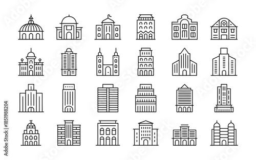 Collection of architectural building icons