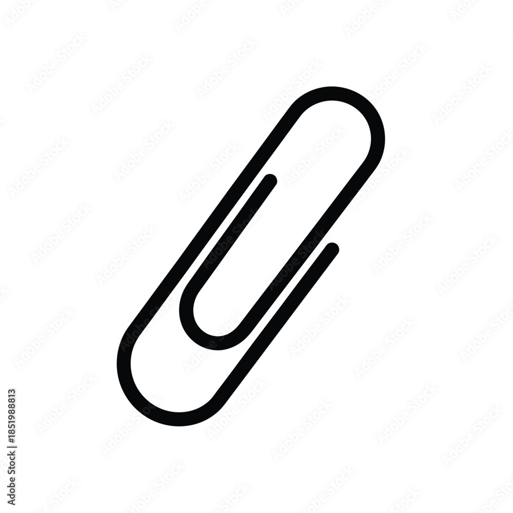 Obraz premium a simple black and white illustration features a single elongated paperclip oriented diagonally on a plain white background showcasing its form