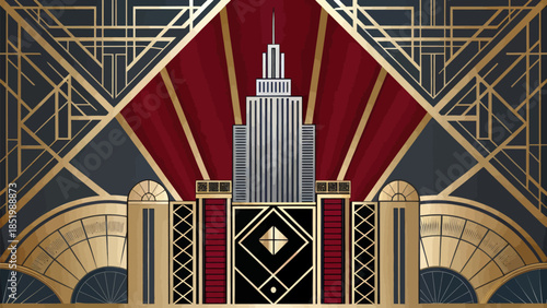 Intricate Art Deco Geometric Pattern Background