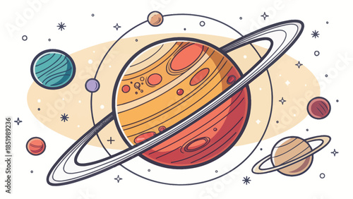 Mercury Planet Icon Vector Flat Design Minimal Bold Lines