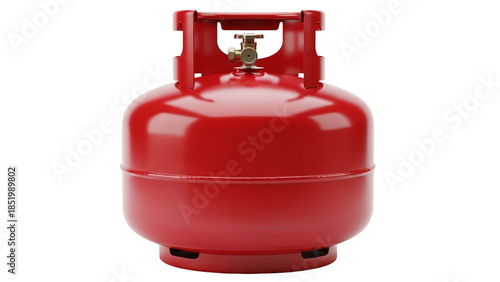 Red propane gas cylinder tank isolated on transparent background