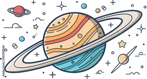 Neptune Planet Icon Vector Flat Design