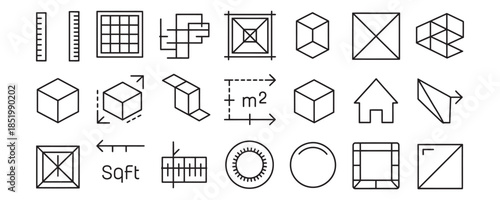 Architectural symbols and icons for design and construction plans