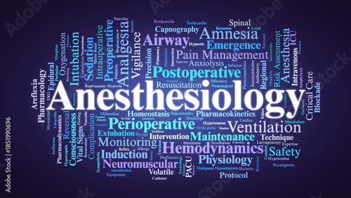 Anesthesiology Word Cloud. Core Concepts in Perioperative Care and Pain Management