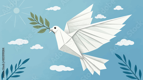 Pure White Origami Dove Symbolizing Peace